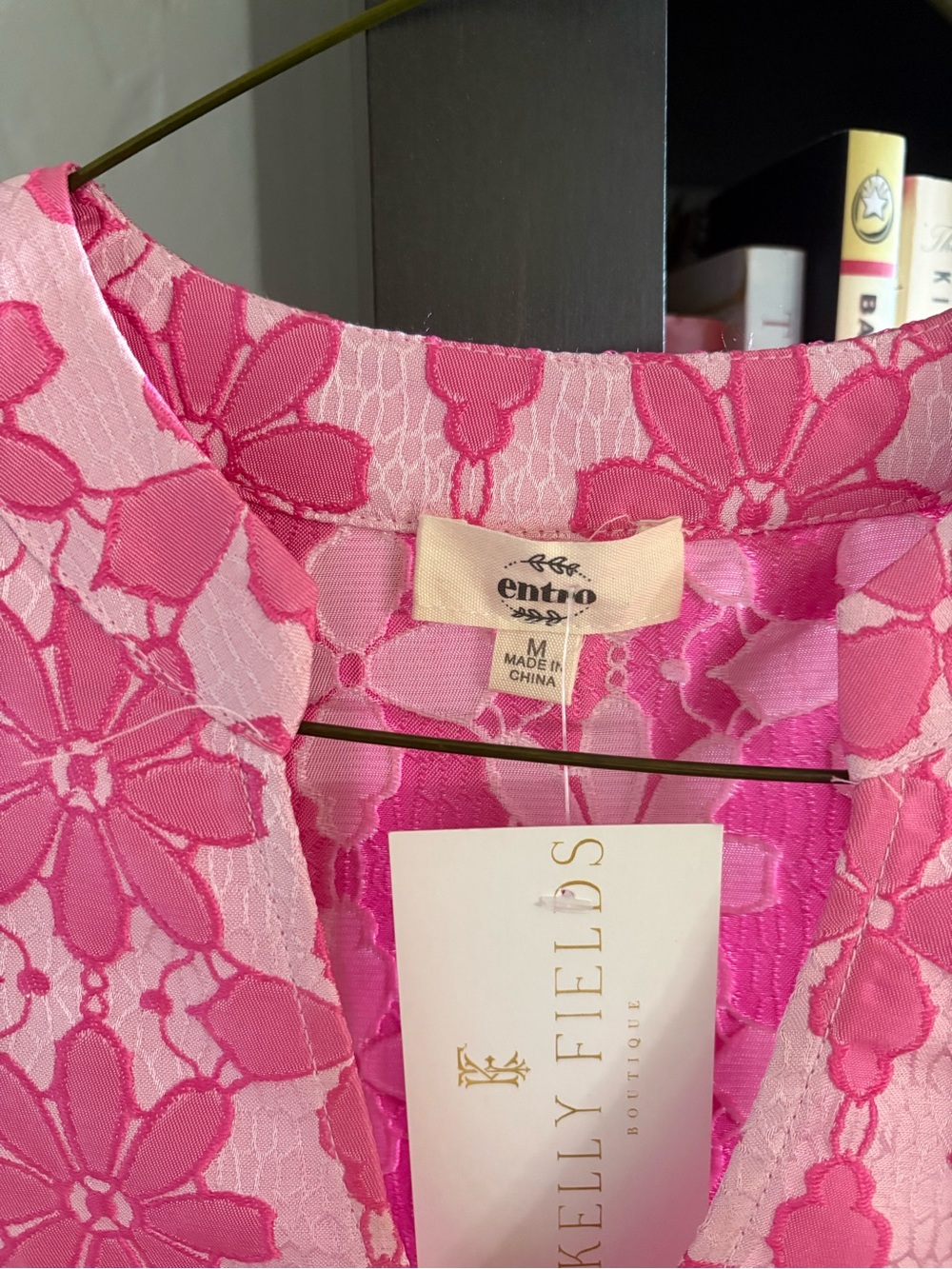Entro Pink Floral Babydoll Blouse - Picture 2 of 3
